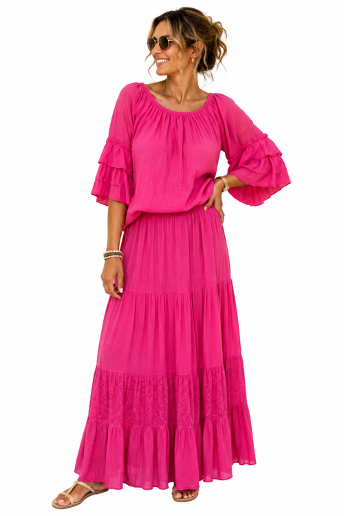 Fuchsia tweedelig pak Fuchsia tweedelig pak