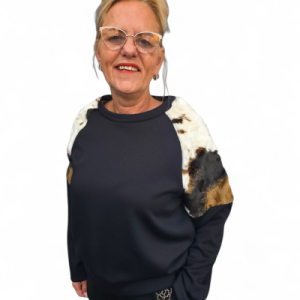 Trui met koemotief zwart