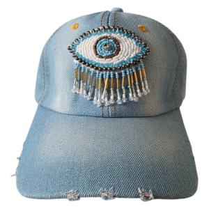 spijkerpet blauw oog