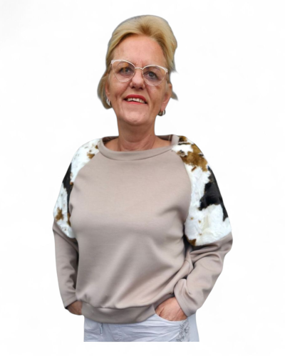 trui met koemotief Creme