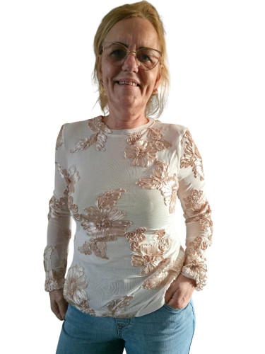 Top met gouden bloem