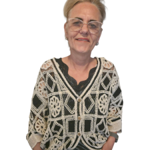 gehaakt vest zwart/beige