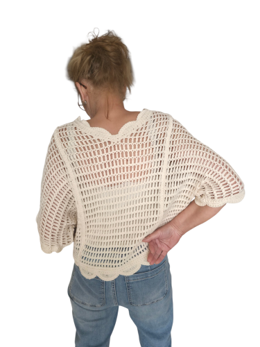 Witte Gehaakte Top Dames ak