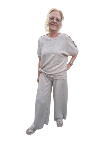 Huispak met knoopjes Beige