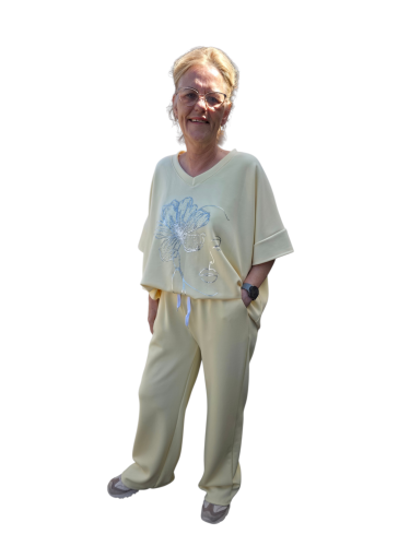 Huispak Bloemmotief steentjes geel