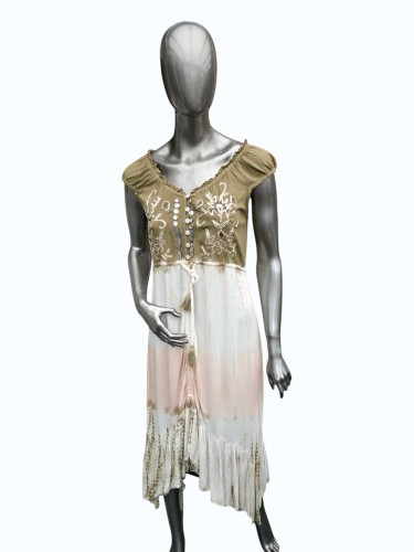 ibiza jurk olijfgroen/wit