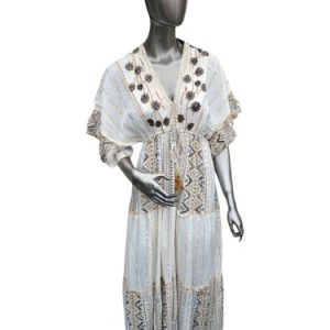 Ibiza jurk met zwarte bloemen Ibiza jurk met zwarte bloemen