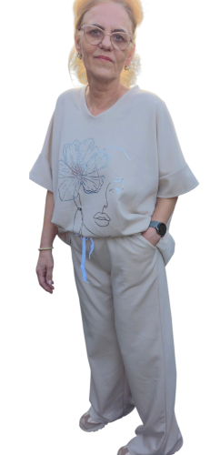 Huispak Bloemmotief steentjes Beige