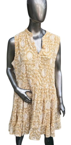 Camel Ibiza Tuniekjurk met Paisley Borduursel Camel Ibiza Tuniekjurk met Paisley Borduursel