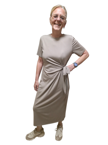 jurk met strik Taupe