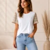 Trendy Top met Luxe Mouwen groen Trendy Top met Luxe Mouwen groen