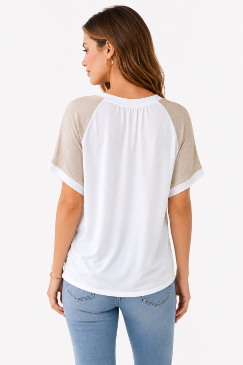 Shirt met Gouden Verenprint Shirt met Gouden Verenprint