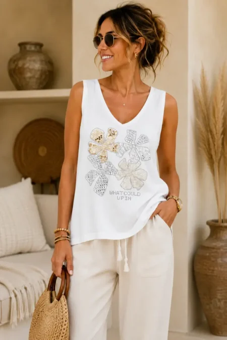 Top met Glittersteentjes Top met Glittersteentjes