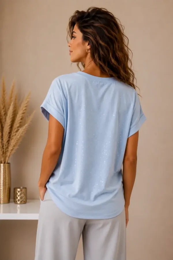 Top met Strassteentjes Licht Blauw Top met Strassteentjes Licht Blauw