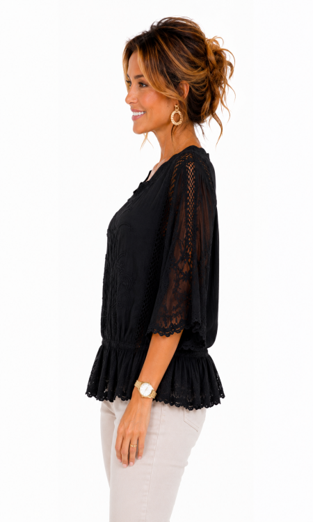 Bohemian Katoenen Top zwart Bohemian Katoenen Top zwart