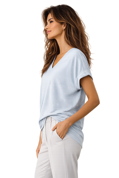 Top met Strassteentjes Licht Blauw