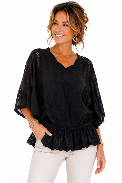 Bohemian Katoenen Top zwart Bohemian Katoenen Top zwart