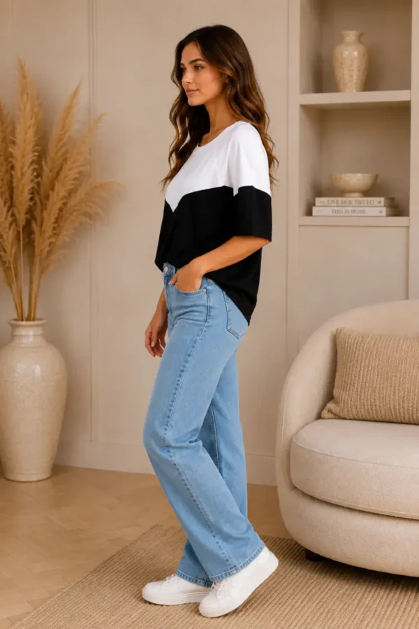 Two Tone Top Zwart Two Tone Top Zwart