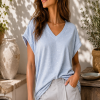 Top met Strassteentjes Licht Blauw