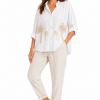 Blouse wit met Geborduurde Palmbomen lm