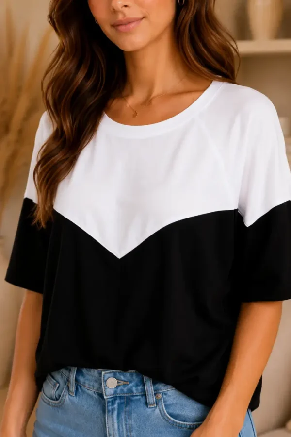 Two Tone Top Zwart Two Tone Top Zwart
