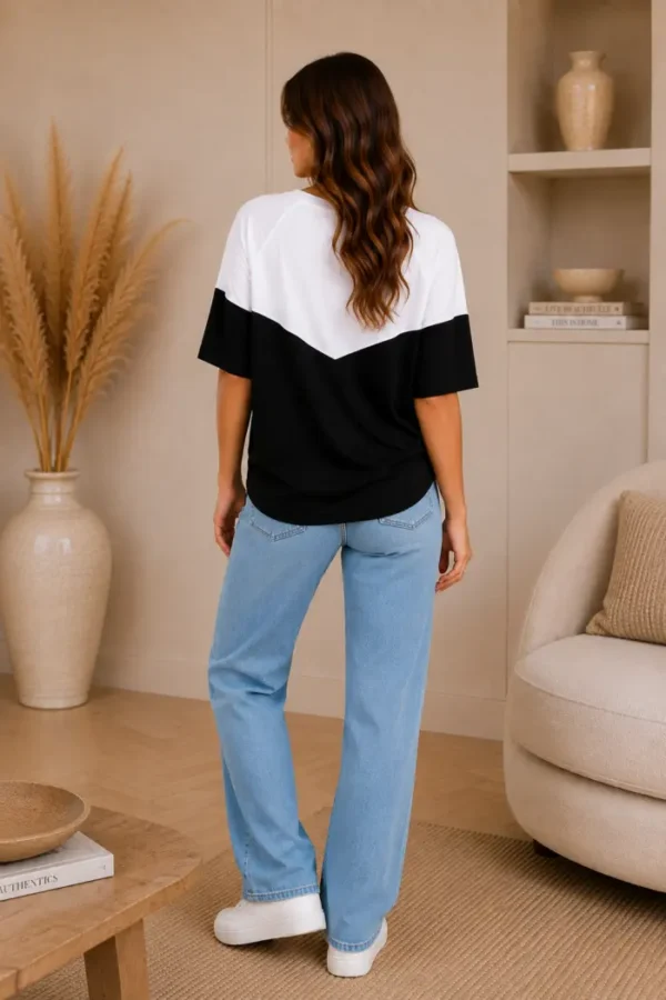 Two Tone Top Zwart Two Tone Top Zwart