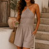 Trendy Halter Playsuit Taupe