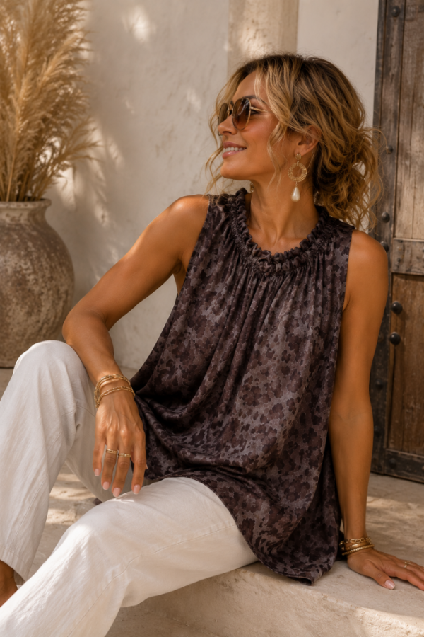 Elegante Donkerbruine Top Elegante Donkerbruine Top
