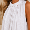 Elegante Witte Viscose Top met Geplooide Hals â One-Size Elegante Witte Viscose Top met Geplooide Hals â One-Size
