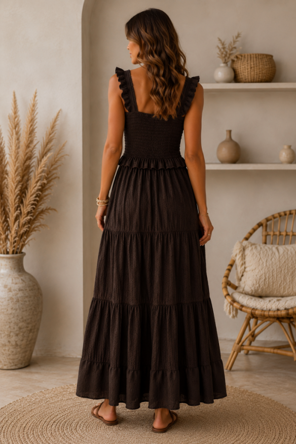Donkerbruine Maxi Jurk One-Size Donkerbruine Maxi Jurk One-Size