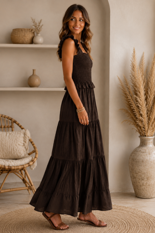 Donkerbruine Maxi Jurk One-Size Donkerbruine Maxi Jurk One-Size