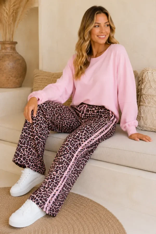 Roze Vrijetijdspak met Panterprint
