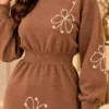 Bruine Dames Jurk met Bloemen Bruine Dames Jurk met Bloemen