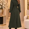 Donkergroene Damesmantel met Bontlook | Valentina | Achter Donkergroene Damesmantel met Bontlook | Valentina | Achter