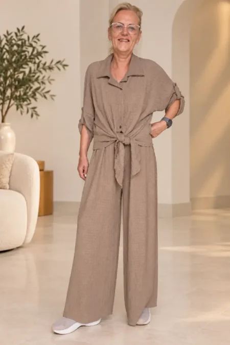 Taupe 2-Delig Damespak One-Size standaard Taupe 2-Delig Damespak One-Size standaard