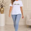Wit Dames T-shirt DEAR lopend Wit Dames T-shirt DEAR lopend