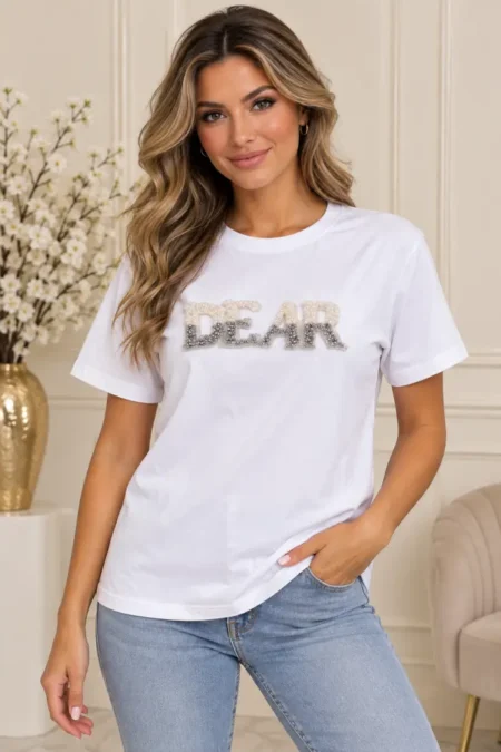 Wit Dames T-shirt DEAR standaard Wit Dames T-shirt DEAR standaard