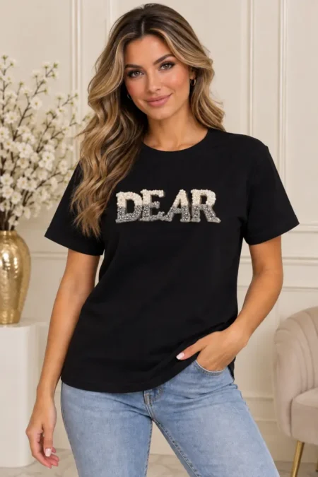 Zwart Dames T-shirt DEAR Zwart Dames T-shirt DEAR