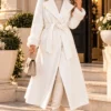 Witte Damesmantel met Bontlook life Witte Damesmantel met Bontlook life