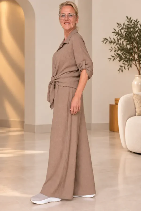 Taupe 2-Delig Damespak One-Size links Taupe 2-Delig Damespak One-Size links