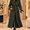 Donkergroene Damesmantel met Bontlook | Valentina | lopend Donkergroene Damesmantel met Bontlook | Valentina | lopend