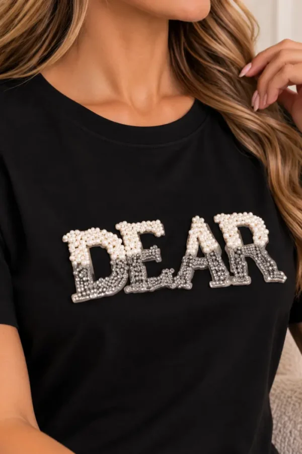 Zwart Dames T-shirt DEAR Zwart Dames T-shirt DEAR