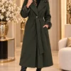 Donkergroene Damesmantel met Bontlook | Valentina Donkergroene Damesmantel met Bontlook | Valentina