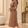 Bruine Dames Jurk met Bloemen Bruine Dames Jurk met Bloemen