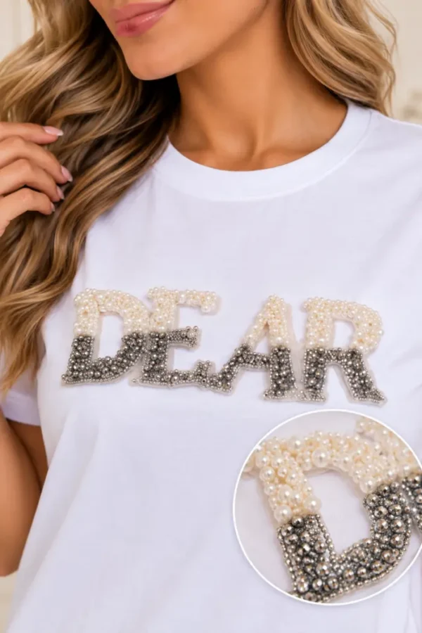 Wit Dames T-shirt DEAR detail Wit Dames T-shirt DEAR detail