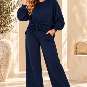 Navy Dames Vrijetijdspak met Knoop | Valentina