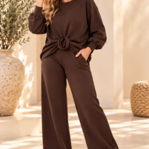 Bruin Dames Vrijetijdspak met Knoopdetail | Valentina | Standaard