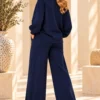 Navy Dames Vrijetijdspak met Knoop | Valentina Navy Dames Vrijetijdspak met Knoop | Valentina