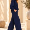 Navy Dames Vrijetijdspak met Knoop | Valentina Navy Dames Vrijetijdspak met Knoop | Valentina