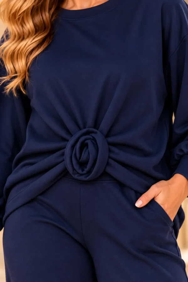 Navy Dames Vrijetijdspak met Knoop | Valentina Navy Dames Vrijetijdspak met Knoop | Valentina